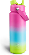 Insulated Water Bottle with Straw Stainless Steel Water Bottle, Leak-Proof, BPA-Free, Double Wall Vacuum Keeps Cold for 24 Hours for Sports, Travel, School (32 oz, Lime Sorbet)-Ruum Studio Home