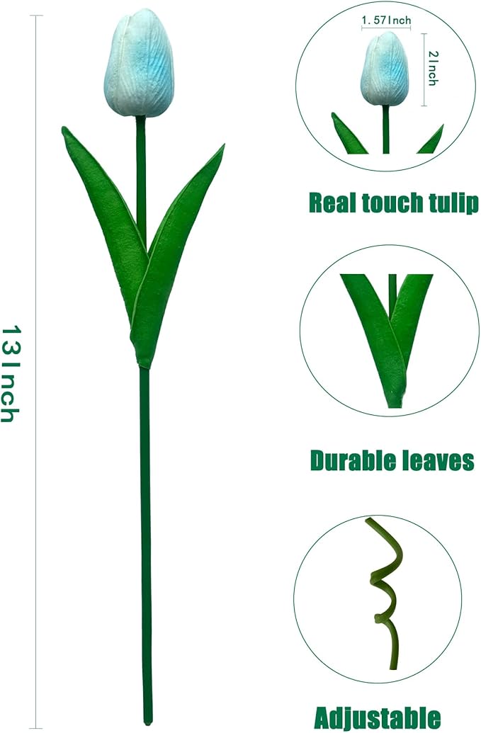 15 Pcs Fake Tulips Artificial Flowers Real Touch PU Faux Flowers Tulip Stems for Wedding Bouquet Floral Arrangement Home Party Office Decorations Mother's Day-Ruum Studio Home