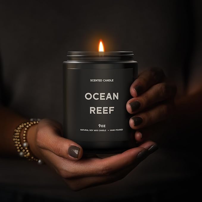 Ocean Reef Candle, 9oz Scented Candle for Men, Scented Candles for Home, Gifts for Men, Personalized Blessing Minimalist Men's Gifts-Ruum Studio Home