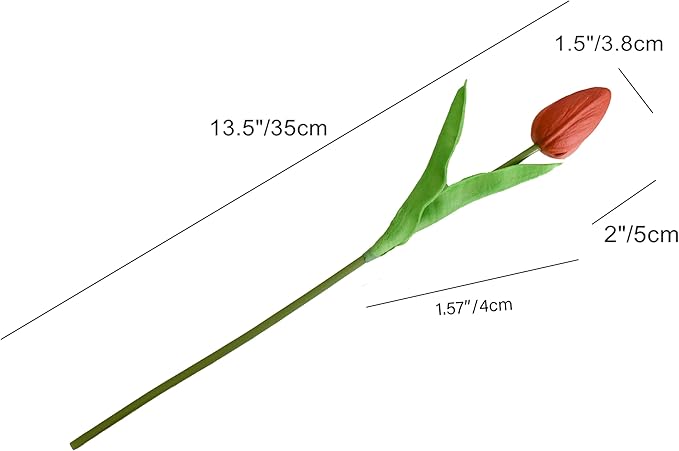 Mandy's Artificial Tulips 20 Stems Terracotta PU Faux Flowers for Wedding Home Decor 13.5 Inch-Ruum Studio Home