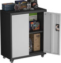 Locking Storage Cabinet,Steel Garage Cabinet with Wheels,Utility Tool Cabinet1 for Garage,Home Office and Warehouse-Ruum Studio Home
