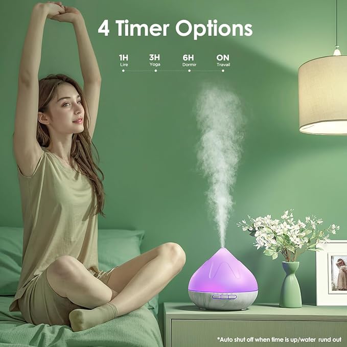 Aroma Diffuser with Essential Oils Set, 500 ML Essential Oil Diffuser with Remote Control, Humidifier with 14 Color Lights for Large Room, 4 Timer Setting, Auto Shut-Off Green-Ruum Studio Home