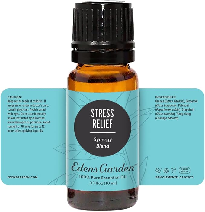 Edens Garden Stress Relief Essential Oil Blend- 100% Pure Premium Grade, Undiluted, Natural, Therapeutic, Aromatherapy, The Best for Diffusing, Skin, Candle, Humidifiers 10 ml (.33 fl oz)-Ruum Studio Home