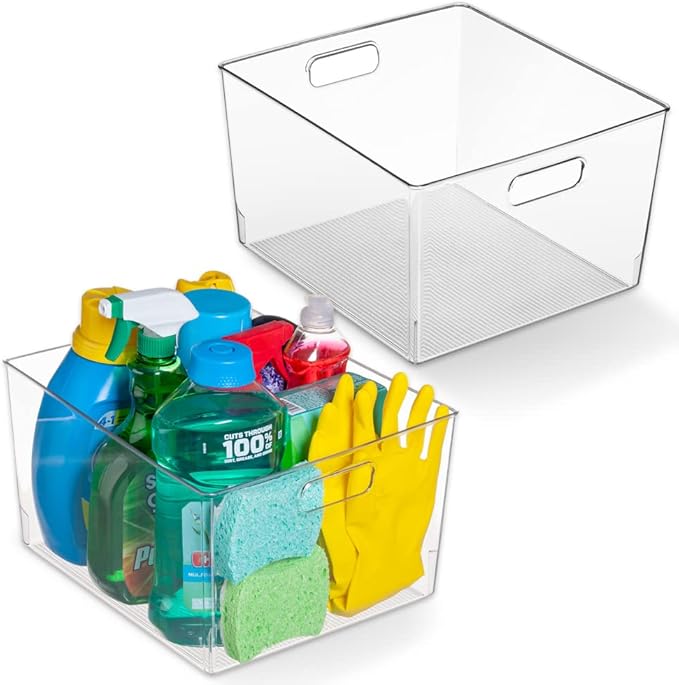 ClearSpace XL Clear Plastic Storage Bins - 2 Pack for Kitchen Cabinet and Fridge Organization-Ruum Studio Home