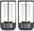 Portable Metal Table Lamp for Indoor/Outdoor ,Rechargeable Cordless LED Lamp, 3-Colour Infinitely Dimming Battery Powered Small Desk Lamp, Restaurant/Bedroom/Bar/Coffee/Camping Light (Grey Set of 2)-Ruum Studio Home