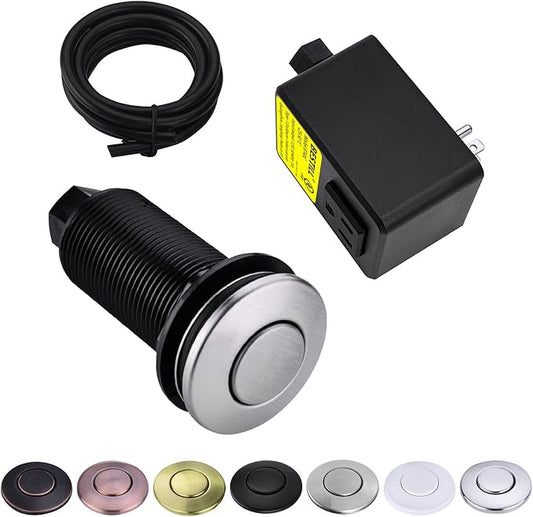 BESTILL Garbage Disposal Air Switch Kit - UL Listed, Cordless Sink Top Switch Button for Waste Disposer, 3.6" Long Push Button with Brass Cover, Brushed Nickel, Compatible with all Garbage Disposals-Ruum Studio Home