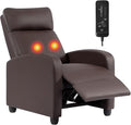 BestMassage | Recliner Chair | with 2 Point Massage Function | Leather Dark Brown | with Lumbar Support, Adjustable Push Back, Footrest & Padded Seat | Easy Assembly | for Living Room, Home Theatre-Ruum Studio Home