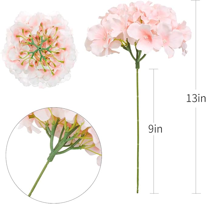 Tifuly Hydrangea Artificial Flowers -12 pcs Realistic Fake Hydrangea Silk Flowers with Stems Faux Hydrangea Flowers Heads for Office Home Party Wedding Centerpiece DIY Floral Decor (Pink)-Ruum Studio Home