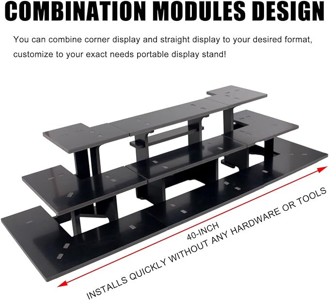 WANLIAN 3-Tier Corner Retail Table Display Stand, Portable Display Rack Shelves for Vendors, Craft Shows, Farmers Market, Pop Up Shop Countertop Black Risers for Display, Soap, Candles, Tumblers-Ruum Studio Home
