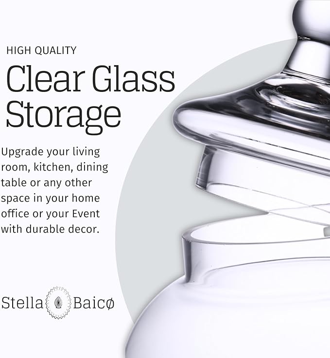 Large Glass Apothecary Jars with Lid, Clear Candy Jar for Candy Buffet, Fancy Decorative Glass Jar for Party, Wedding and Display, Tall Glass Candy Containers (Height: 16.5", Diameter: 6.5")-Ruum Studio Home