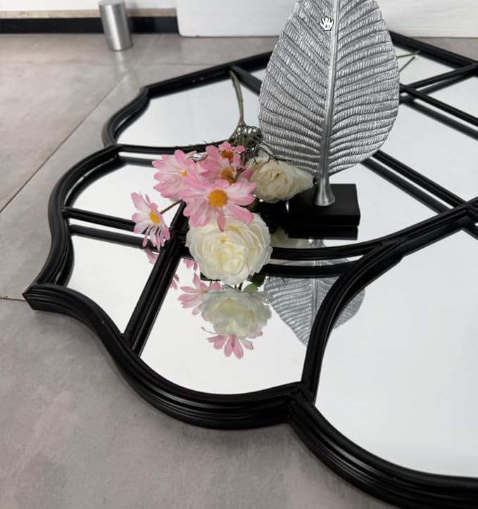 Window Mirror Pane, Black Metal Frame, Cathedral Arched Wall Mirrors Decorative Over Fireplace Mantel, Farmhouse Decorations for Dining Living Room Hallway Entryway-Ruum Studio Home