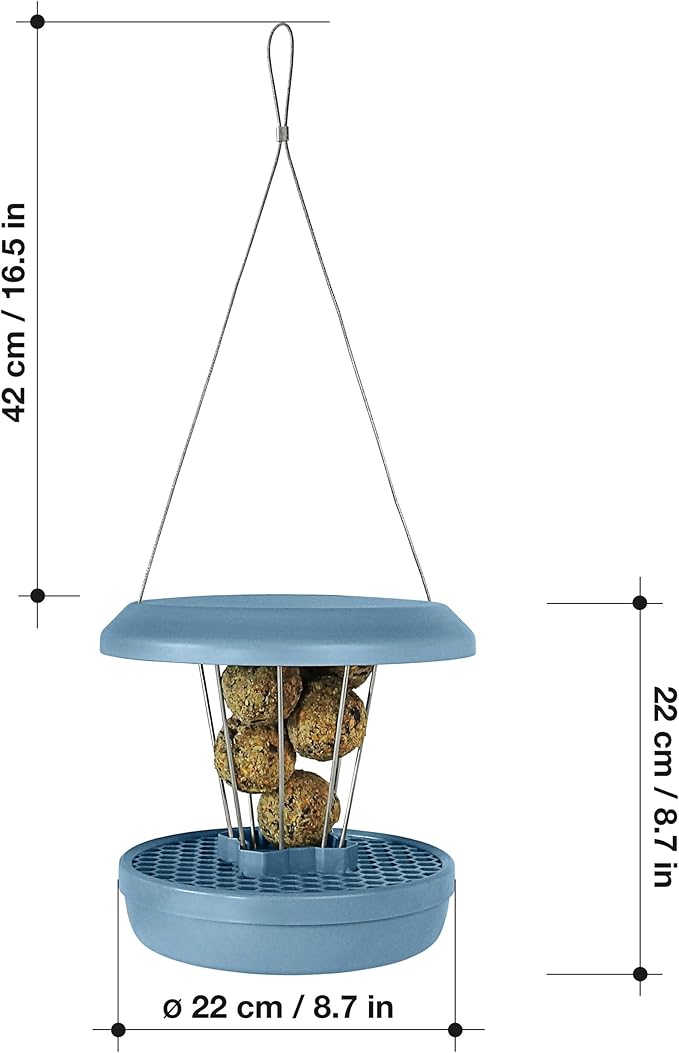 SWISSINNO No Mess Bird Feeder Lucerne Smart Birds for Fat Balls - Feed Birds, not mice & Rats! Robust & Reliable for Hanging - Made in EU - Light Blue-Ruum Studio Home
