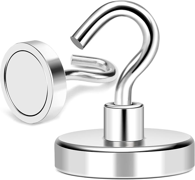 MIKEDE Magnetic Hooks Heavy Duty, 150LB+ Strong Neodymium Magnets with Hooks for Refrigerator, Large Magnetic Hooks with Epoxy Coating for Hanging, Home, Workplace - 10 Pack-Ruum Studio Home