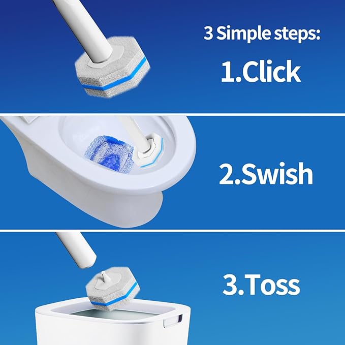 60pc Refills Disposable Toilet mats Brush Cleaning System, Toilet Cleaning Brush, 60 Replacement Brush Heads, No Handle or Base，Toliet Wand Refills,Toilet Bowl Clean Refill Pads,Toilet Scrubber Refill-Ruum Studio Home
