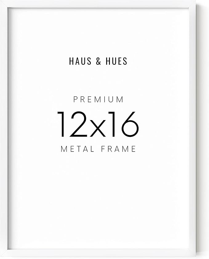 HAUS AND HUES White 12x16 Picture Frame - Modern Aluminum Wall Art Display - Minimalist, Lightweight 12x16 White Frame for Art Prints, Photos, Posters - Ready-to-Hang Vertically & Horizontally-Ruum Studio Home