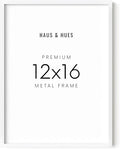 HAUS AND HUES White 12x16 Picture Frame - Modern Aluminum Wall Art Display - Minimalist, Lightweight 12x16 White Frame for Art Prints, Photos, Posters - Ready-to-Hang Vertically & Horizontally-Ruum Studio Home