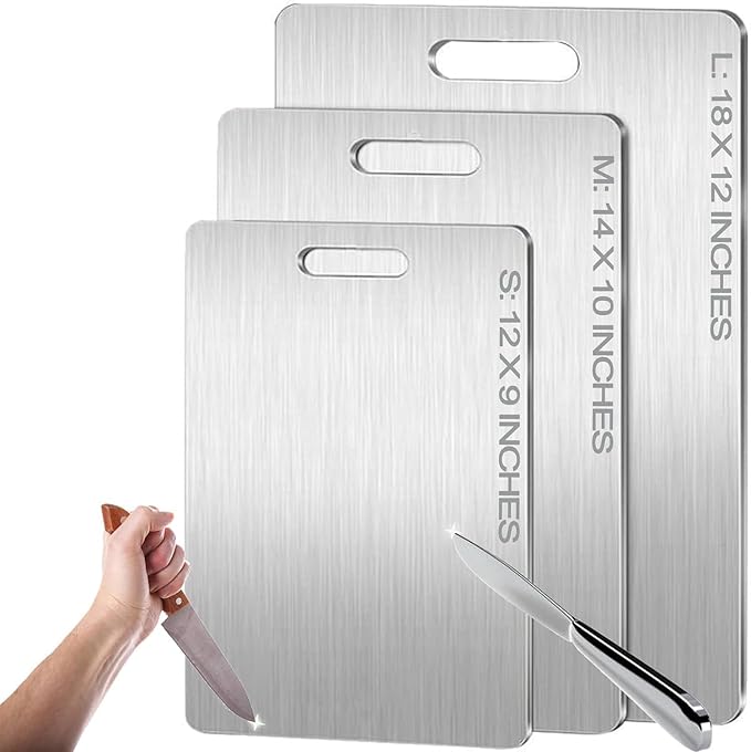 Titanium Cutting Board - 2025 New Upgrade 100% Pure Titanium Cutting Boards for Kitchen Double Sided Non Toxic Titanware Cutting Board,Hygiene Durable Dishwasher Safe Chopping Board (18"L x 12"W)-Ruum Studio Home