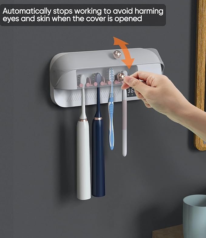 StarWin UV Toothbrush Dryer Holder, Heating Plate and Fan Drying Function, Rechargeable and Timing Tooth Brush Holder Wall-Mounted for Bathroom, No Drilling, 4 Slots-Ruum Studio Home