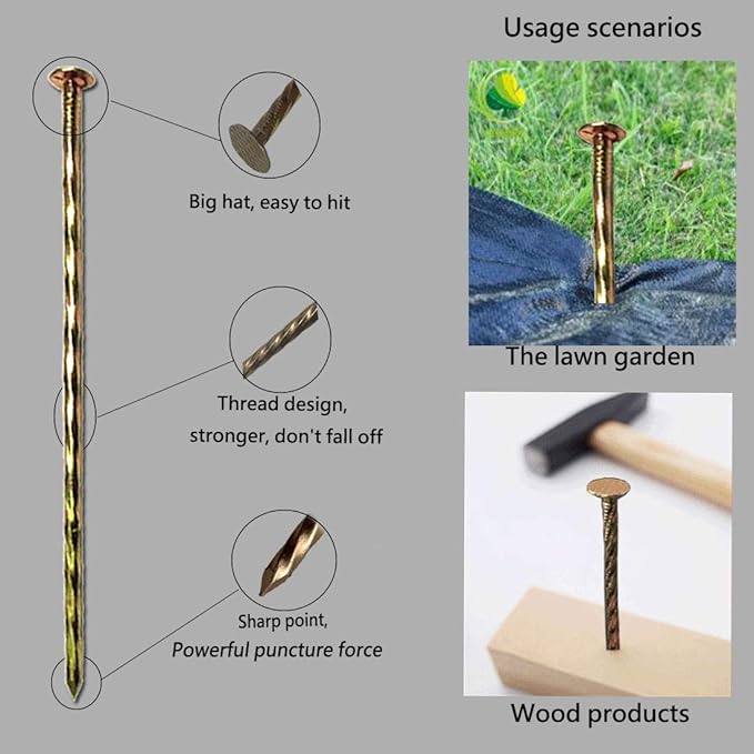 Camping Stakes Tent Pegs 9 Pack 8" Galvanized Non-Rust Metal Edging Spike, Garden Spiral Landscape Piles/Anchors for Paver Edging, Turf Stakes, House Construction, Carpentry Nail, Tent Stakes-Ruum Studio Home