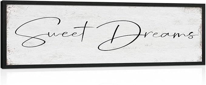 Sweet Dreams Sign Bedroom Decor: Sweet Dreams Wall Decor Above Bed Large Farmhouse Guest Room Hanging Plaque Framed Wall Art for Over Bed 12" x 40"-Ruum Studio Home