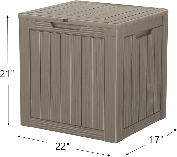 35 Gallon Lockable Resin Deck Box, Waterproof & UV-Resistant Outdoor Storage Box for Outdoor Cushion Storage, Garden Tools & Pool Accessories Storage, Gray-Ruum Studio Home