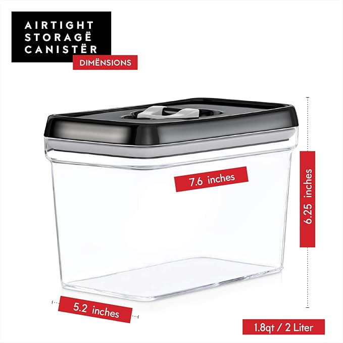 DWËLLZA KITCHEN Airtight Food Storage Containers - Pantry Snacks Kitchen Container, Baking Supplies, 4LB Sugar & Flour Canister - 4 Pc Set All Same Size - Clear Plastic BPA-Free - Keeps Fresh & Dry-Ruum Studio Home