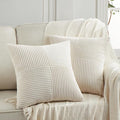 Fancy Homi 2 Packs Cream Decorative Throw Pillow Covers 20x20 Inch for Living Room Couch Bed Sofa, Rustic Farmhouse Boho Home Decor, Soft Corss Corduroy Patchwork Accent Square Cushion Case 50x50 cm-Ruum Studio Home
