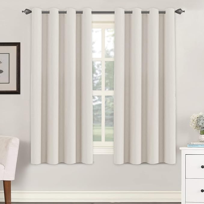 H.VERSAILTEX Room Darkening Curtains for Living Room Light Reducing Thermal Insulated Window Treatment Panels/Drapes Grommet Top 2 Panels (Ivory - 52 x 63 Inches)-Ruum Studio Home