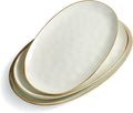 famiware Serving Platter, Oval 15.59/14.3/12.9inch Serving Dishes for Entertaining, Serving Bowls, Microwave Safe, Stoneware Serving Trays for Party, Food, Turkey, Cheese, Ocean Series, Vanilla White-Ruum Studio Home