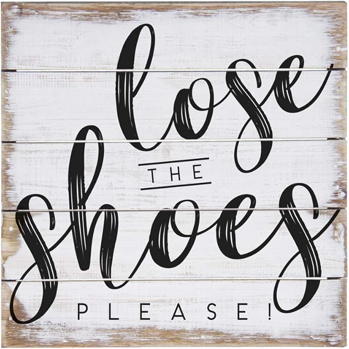 Simply Said, INC Perfect Pallets Petites No Shoes Sign - Lose The Shoes Please - 8 x 8 inch Wood Sign - Kindly Remove Your Shoes Sign - Made in USA - PET18388-Ruum Studio Home