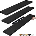 Sorbus Floating Shelves for Wall - 48 Inch Long Bathroom Shelves, Wall Decor for Bedroom, Kitchen, Living Room & Book Storage - Mounted Floating Shelf with Invisible Brackets (Black, 3 Pack)-Ruum Studio Home