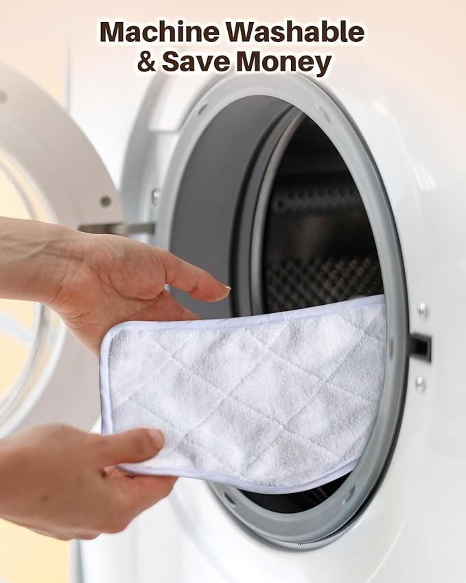 ScrubWiz Steam Mop Pads with Washable and Reusable, 6 Pack Replacement, 2 Material Types Accessories Compatible With Steamer Mop for Cleaning Floors and Carpets, White and Gray-Ruum Studio Home