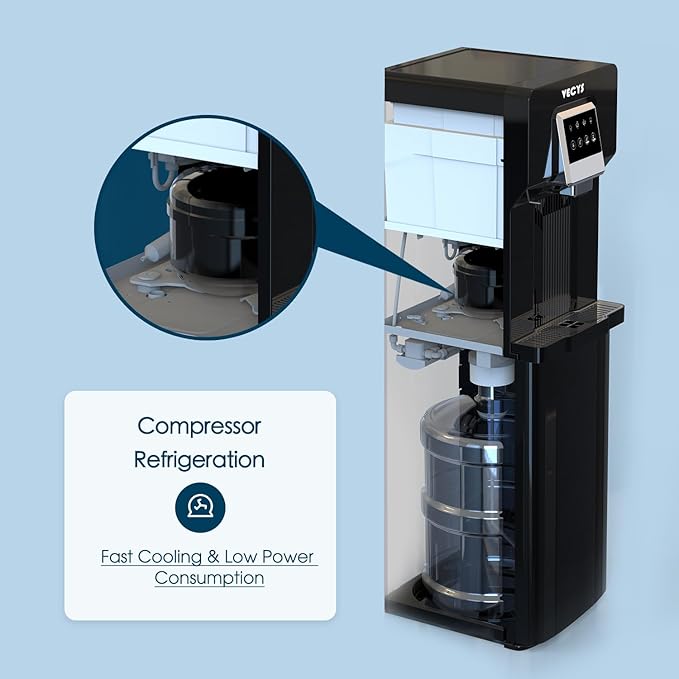 VECYS Bottom Loading Water Cooler with Ice Maker, Cold Water Supply with 18LBS Daily Ice Making, Compatible with 3 or 5 Gallon Bottles, Ideal for Home and Office (No Hot Water)-Ruum Studio Home