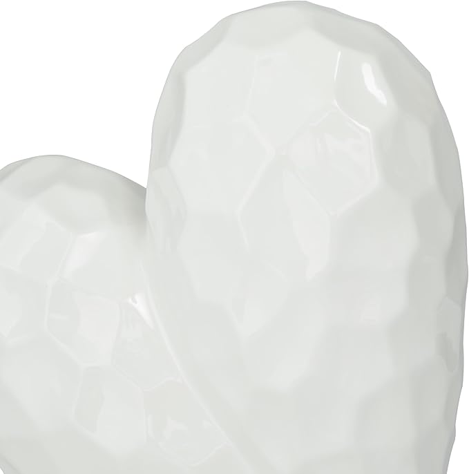 Deco 79 Porcelain Ceramic Heart Decorative Sculpture Dimensional Angled Origami Inspired Home Decor Statue, Accent Figurine 12" x 6" x 11", White-Ruum Studio Home