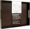 Koppen Acacia Wood Serving Tray with Handles, 17" x 13.86", Large Wooden Platter for Breakfast, Ottoman Tray for Party, Snacks, Fruit, Coffee Table, Living Room, Sofa, Bed, Outdoor-Ruum Studio Home
