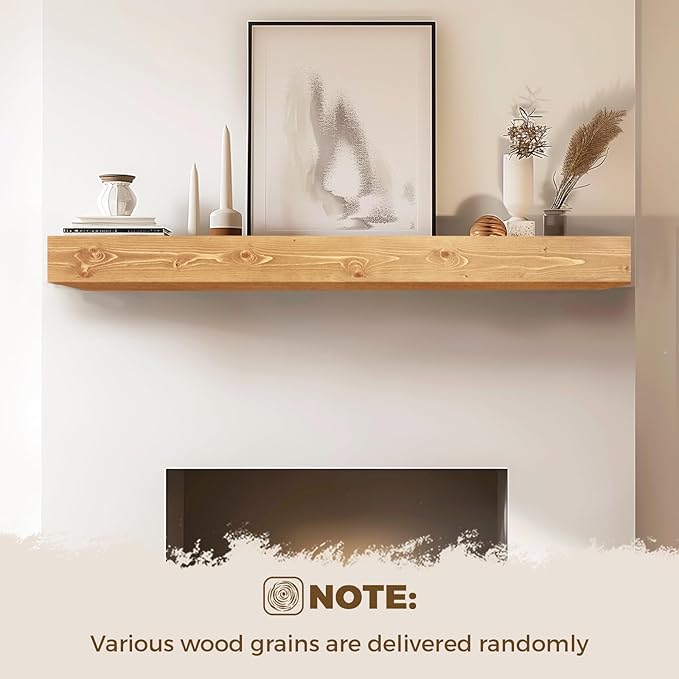 56x8x5 Fireplace Mantel - Handcrafted Rustic Solid Wood Wall Mounted Floating Shelf-Ruum Studio Home