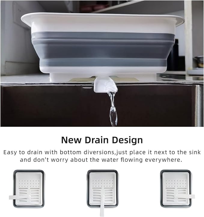 THANSTAR Collapsible Dish Drying Rack for RV Kitchen, Foldable Drainer Organizer for Kitchen Countertop, Space Saving Portable Dish Rack for Campers, Travel Trailer & Small Spaces, Easy Storage, Grey-Ruum Studio Home