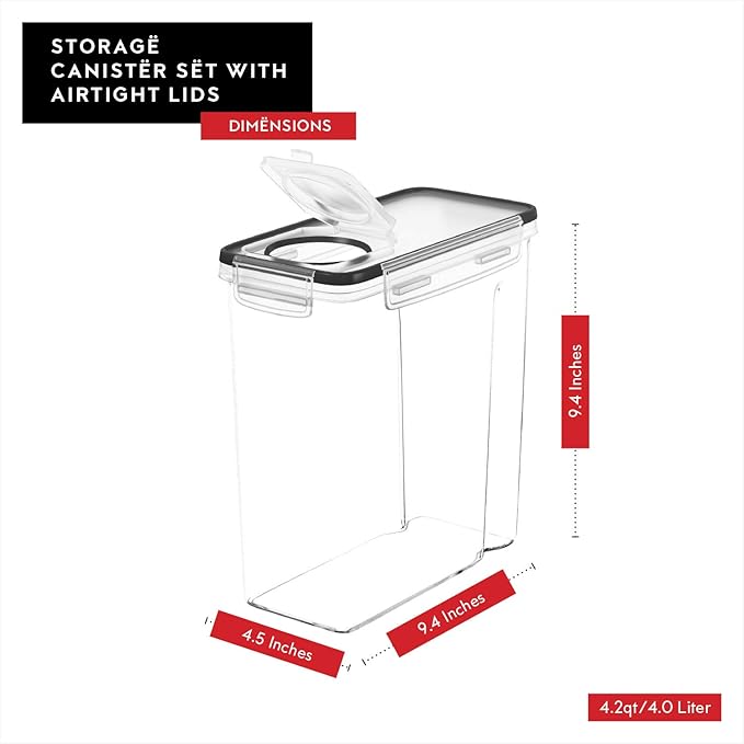 Cereal Containers Storage 3 Pack 135 fl. oz Cereal Dispenser Countertop, Airtight Food Storage Containers for Pantry Organization and Storage, Bpa-free Cereal Storage Container with Marker & Labels-Ruum Studio Home