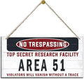 Warning Sign, Area 51 No Trespassing Warning Wood Plaque Sign, Funny Door Signs, Decorative Wood Hanging Suspension Plaque, Farmhouse Wooden Wall Decor-Ruum Studio Home