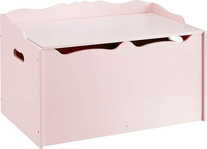 Amazon Basics Kids Toy Box, Wooden Organizer Storage Chest, Pink, 30" x 18" x 19"-Ruum Studio Home