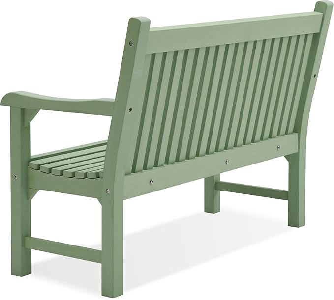 Psilvam Garden Bench, 2-Person Poly Lumber Patio Bench, All-Weather Outdoor Bench That Never Rot, Memorial Bench, Suit for Garden, Porch and Park (Green)-Ruum Studio Home