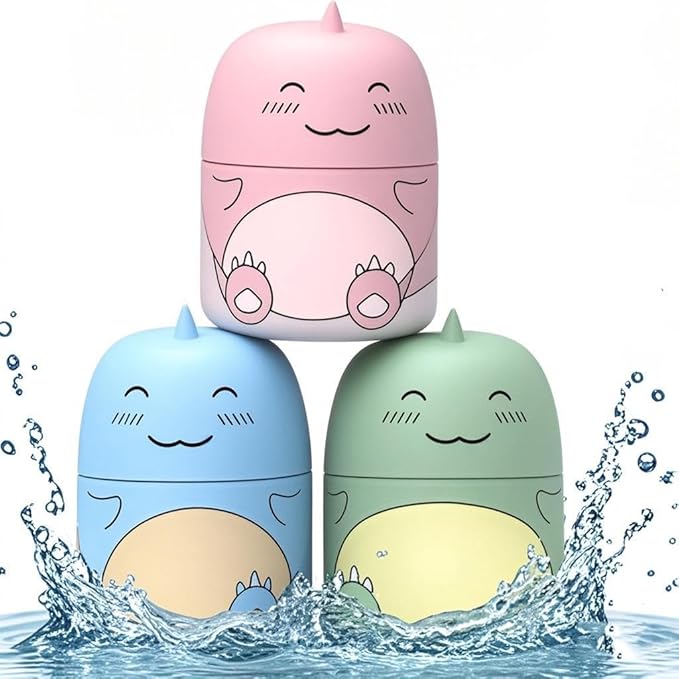 Cute Dinosaur-Shaped Toilet Bowl Cleaner Bottle, Bathroom Toilet Tank Cleaner with Ocean, Jasmine, and Peach Scent,Three bottles can be used for 9 months (1, Three colors and three bottles)-Ruum Studio Home