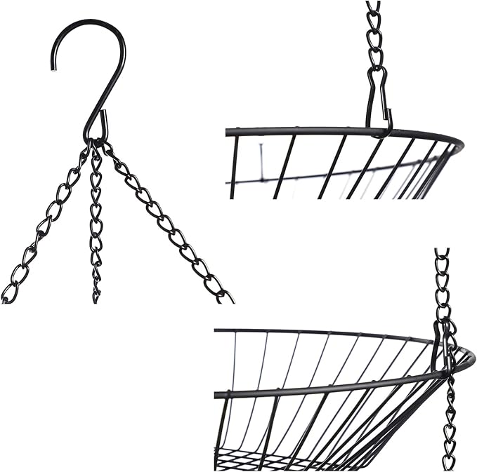3-Tier Wire Fruit Hanging Basket 2 Packs, non-Punching Wall Hanging Storage, Kitchen Bathroom Organization Basket, Suitable for Bathroom, Kitchen, Closet, Garden, Chrome-Ruum Studio Home