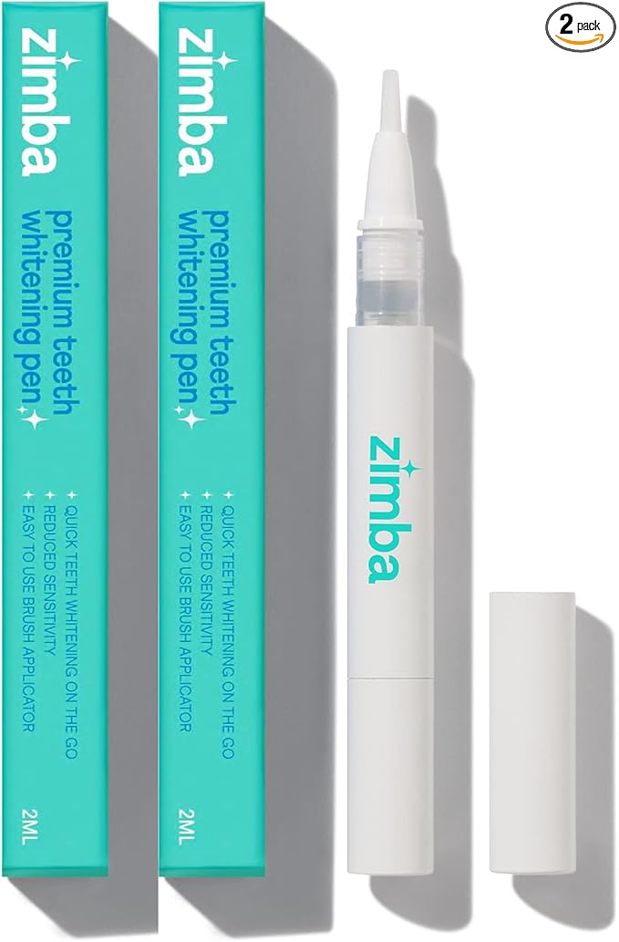 Zimba Travel Teeth Whitening Pen - Effective, Travel-Friendly, and Easy to Use Gel Whitening Pen - Stain Remover and Teeth Whitener for Coffee, Wine, Soda, and Other Stains - 2 mL Per Pen - (2 Pack)-Ruum Studio Home
