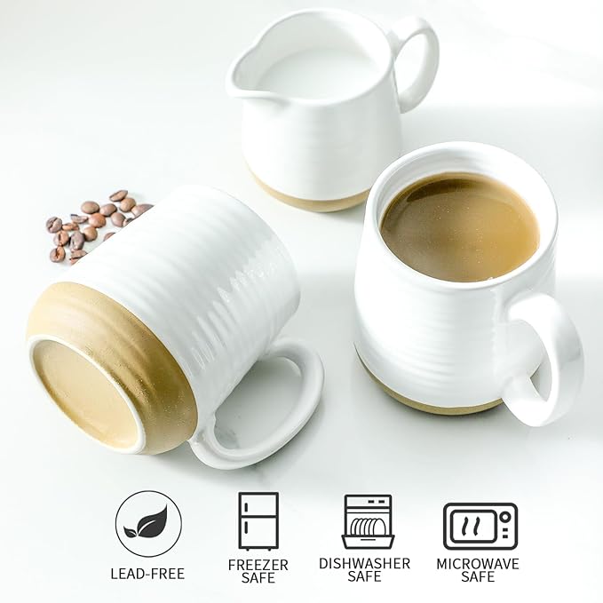 Hasense Coffee Mugs Set of 6, 15 oz Ceramic Coffee Cups with Comfortable Handle, Classic White Mug for Men and Women, Tea Cup Set for Latte, Cappuccino, Milk, Soup, Dishwasher and Microwave Safe-Ruum Studio Home