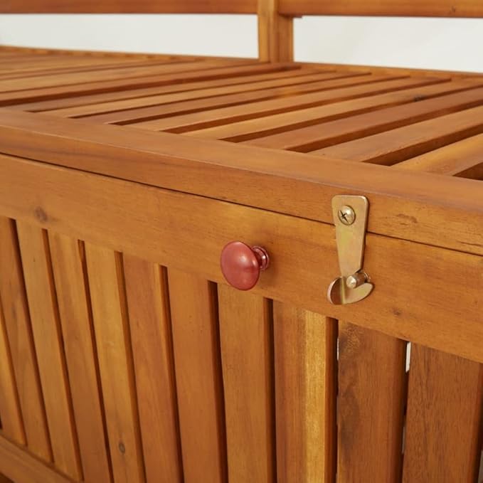 vidaXL Stable Solid Acacia Wood Storage Bench - Weather-Resistant Wooden Patio Furniture with Ample Storage Space & Comfortable Seating-Ruum Studio Home