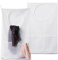 Saves Space Door-Hanging Laundry Bag,Door Hanging Laundry Hamper with 2 Different Types of Hooks, Polyester Fabric Hanging Laundry Basket for Clothes Size 22"X37" -2 Pack White-Ruum Studio Home