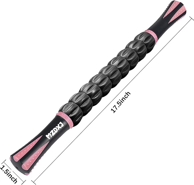Muscle Roller Stick for Athletes - Deep Tissue Fascia Blaster & Roller Massager for Myofascial Pain Relief - Handheld Physical Therapy & Recovery Tool(Pink black-18 inch)-Ruum Studio Home