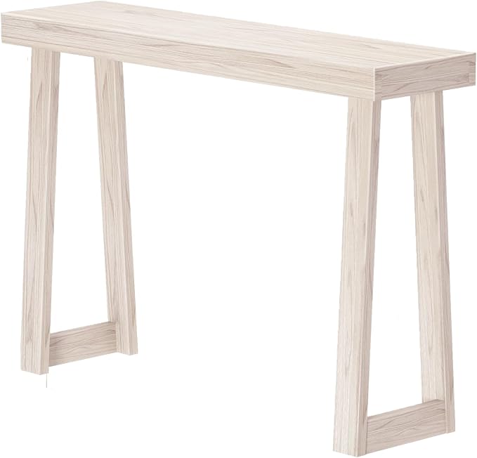 Plank+Beam Solid Wood Console Table, 46.25 Inch, Sofa Table, Narrow Entryway Table for Hallway, Behind The Couch, Living Room, Foyer, Easy Assembly, Coastal White-Ruum Studio Home