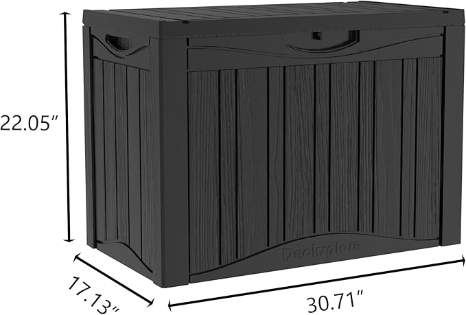 50 Gallon Lockable Resin Deck Box, Waterproof & UV-Resistant Outdoor Storage Box for Outdoor Cushion Storage, Garden Tools & Pool Accessories Storage, Black-Ruum Studio Home
